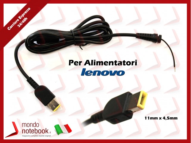 Cavo Alimentazione con Connettore per Alimentatore LENOVO DC Power Jack da 11x4,5mm (1,2mt) Rettangolare Cavo Alimentazione con Connettore per Alimentatore LENOVO DC Power Jack da 11x4,5mm (1,2mt) Rettangolare