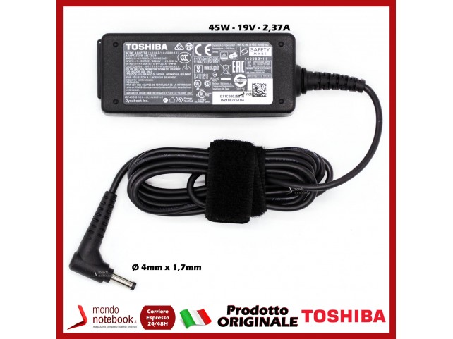 Alimentatore Originale TOSHIBA 45W 19V 2,37A (4mm x 1,7mm) 3P Alimentatore Originale TOSHIBA 45W 19V 2,37A (4mm x 1,7mm) 3P