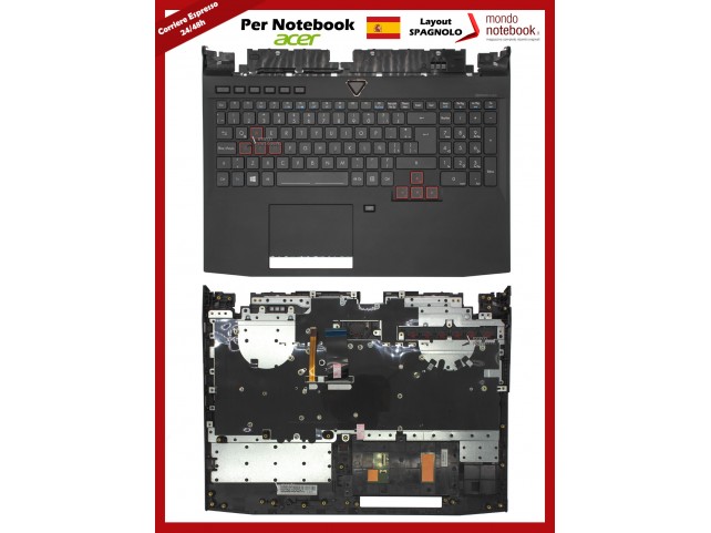 Tastiera con Top Case ACER Predator G9-591 G9-592 G9-593 Layout SPAGNOLO Tastiera con Top Case ACER Predator G9-591 G9-592 G9-593 Layout SPAGNOLO