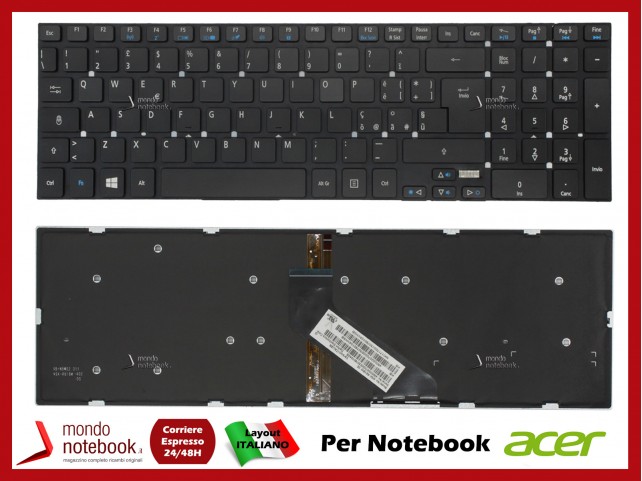 Tastiera Notebook ACER Aspire VN7-791 TravelMate P455-M Italiana Retroilluminata Tastiera Notebook ACER Aspire VN7-791 TravelMate P455-M Italiana Retroilluminata