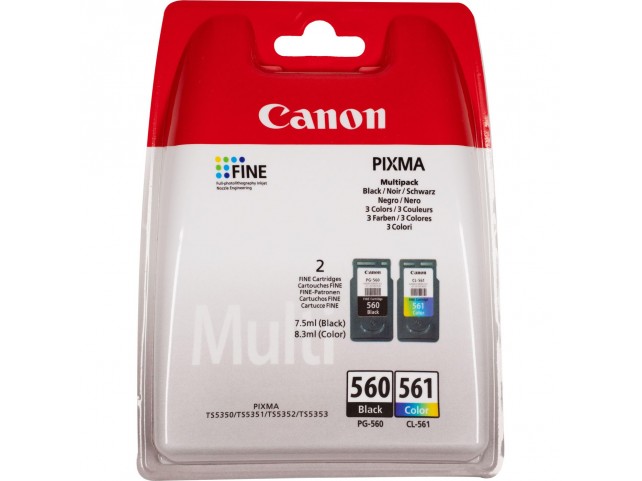 Canon Pg-560 Black And Cl-561  Colour Ink Cartridge Multi
