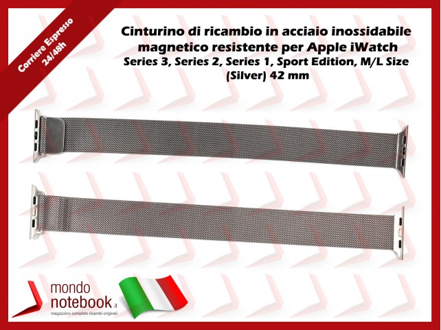 Cinturino per Apple iWatch in acciaio inossidabile magnetico Series 3, Series 2, Series 1, Sport , Edition, M/L Size (Silver) 4 Cinturino per Apple iWatch in acciaio inossidabile magnetico Series 3, Series 2, Series 1, Sport , Edition, M/L Size (Silver) 4