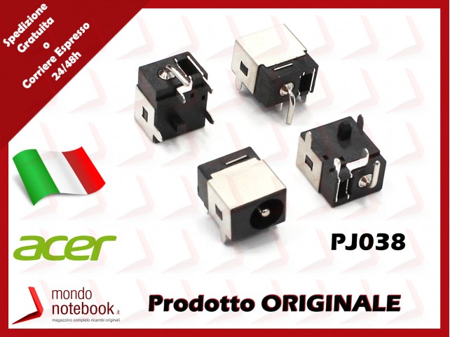 Connettore di Alimentazione DC Power Jack ACER PJ038 1,65mm Aspire 3050 3690 4520 4720 5100 Travelmate 2480 3270 Aspire One A11 Connettore di Alimentazione DC Power Jack ACER PJ038 1,65mm Aspire 3050 3690 4520 4720 5100 Travelmate 2480 3270 Aspire One A11