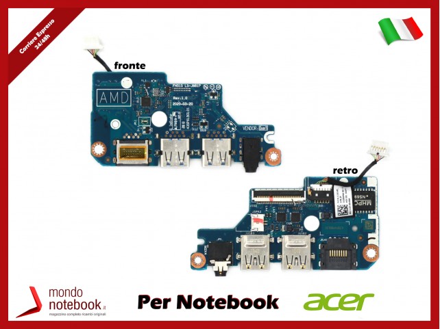 Audio USB LAN I/O Board ACER Nitro AN515-44 55.Q9KN2.001 LS-J881P Audio USB LAN I/O Board ACER Nitro AN515-44 55.Q9KN2.001 LS-J881P