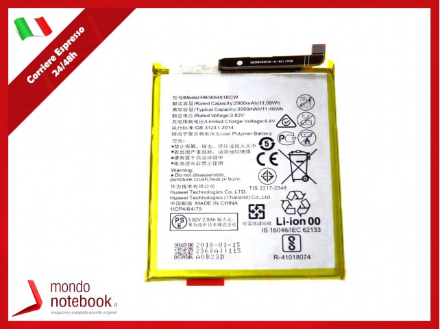 BATTERIA HB366481ECW PER HUAWEI P8 Lite 2017, P9, P9 P10 P20 Lite, 3000 MAh BATTERIA HB366481ECW PER HUAWEI P8 Lite 2017, P9, P9 P10 P20 Lite, 3000 MAh