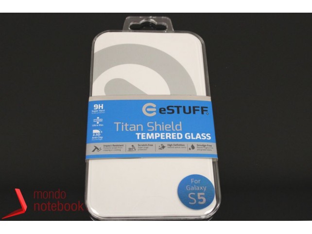 Pellicola in VETRO TEMPERATO 0,33mm eSTUFF TitanShield per Samsung Mobilephone Galaxy S5 (SM-900F) Pellicola in VETRO TEMPERATO 0,33mm eSTUFF TitanShield per Samsung Mobilephone Galaxy S5 (SM-900F)