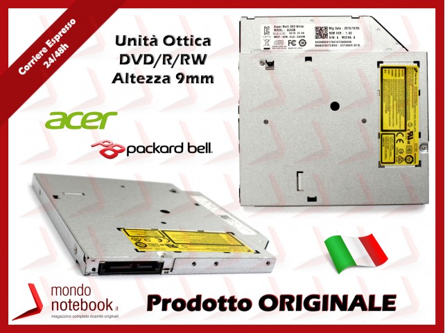 Masterizzatore Unità Ottica DVD/R/RW per Notebook 9mm 8X (SATA) Masterizzatore Unità Ottica DVD/R/RW per Notebook 9mm 8X (SATA)