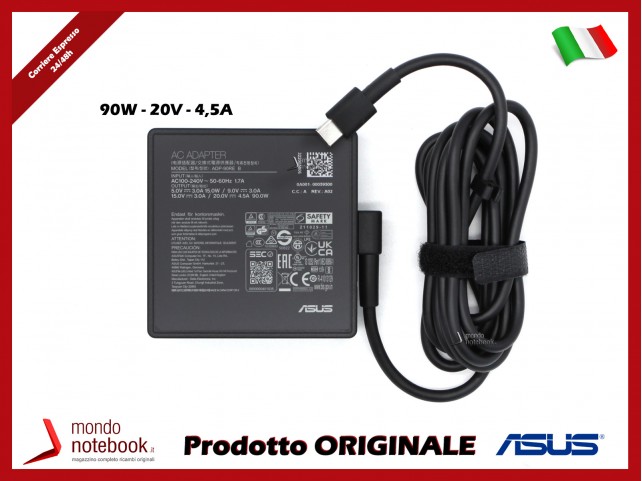 Alimentatore Originale ASUS 90W 20V 4,5A USB Type-C Modello Quadrato Alimentatore Originale ASUS 90W 20V 4,5A USB Type-C Modello Quadrato