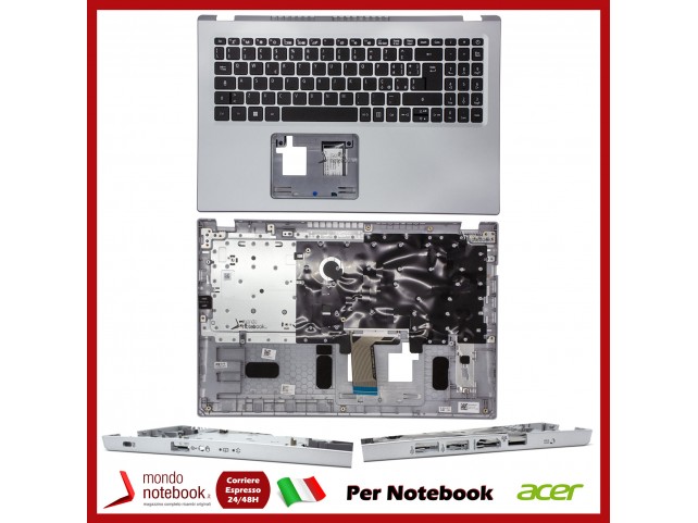 Tastiera con Top Case ACER Aspire A515-56 A115-32 A315-35 A315-58 (Silver) Vers. senza porta Type-C Tastiera con Top Case ACER Aspire A515-56 A115-32 A315-35 A315-58 (Silver) Vers. senza porta Type-C