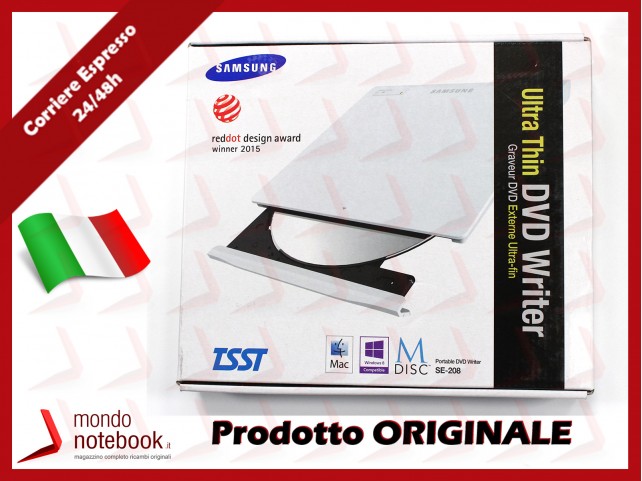 Masterizzatore Unità Ottica DVD/R/RW Samsung Slim SE-208GB USB 2.0 (Esterno) BIANCO Masterizzatore Unità Ottica DVD/R/RW Samsung Slim SE-208GB USB 2.0 (Esterno) BIANCO