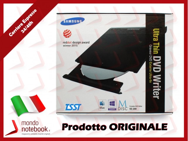 Masterizzatore Unità Ottica DVD/R/RW Samsung Slim SE-208GB USB 2.0 (Esterno) NERO Masterizzatore Unità Ottica DVD/R/RW Samsung Slim SE-208GB USB 2.0 (Esterno) NERO