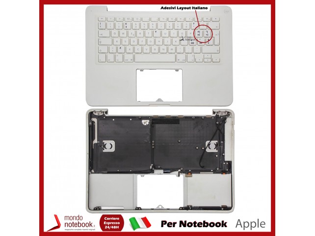 Tastiera con Top Case APPLE MacBook A1342 2009 Bianca con Adesivi Layout ITALIANO Ricondizionata Tastiera con Top Case APPLE MacBook A1342 2009 Bianca con Adesivi Layout ITALIANO Ricondizionata