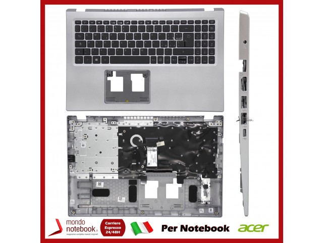 Tastiera con Top Case ACER Aspire A515-56 A115-32 A315-35 A315-58 (Silver) Vers. con porta Type-C Tastiera con Top Case ACER Aspire A515-56 A115-32 A315-35 A315-58 (Silver) Vers. con porta Type-C