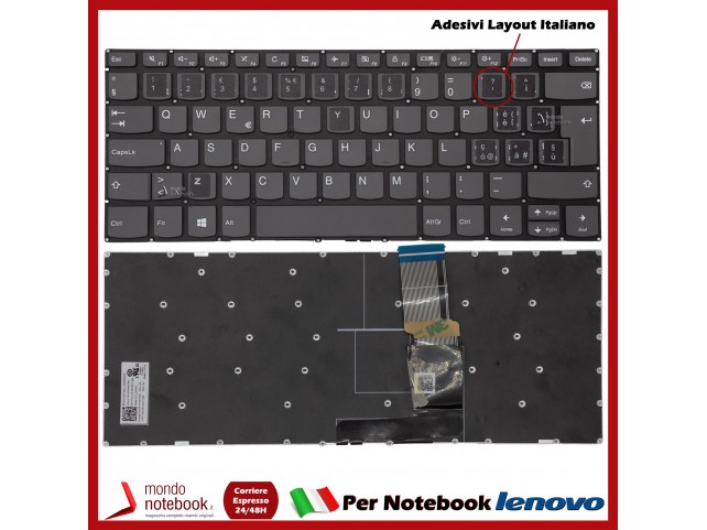 Tastiera Notebook Lenovo Yoga 520-14IKB 720-15IKB (Grigia) Con Adesivi Layout ITA Tastiera Notebook Lenovo Yoga 520-14IKB 720-15IKB (Grigia) Con Adesivi Layout ITA