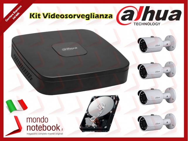 KIT N.4 Telecamere IP Dahua per Interno/Esterno Impermeabile 3Mpx 3.6mm PoE HFW1320S + NVR con Hard Disk 1TB KIT N.4 Telecamere IP Dahua per Interno/Esterno Impermeabile 3Mpx 3.6mm PoE HFW1320S + NVR con Hard Disk 1TB