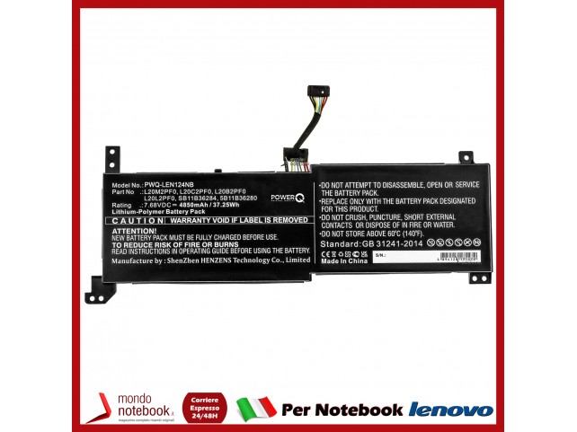 Batteria PowerQ per Lenovo IdeaPad 3 14ALC6 4850 mAh 7.68V P/N 5B11B36273 Nero Batteria PowerQ per Lenovo IdeaPad 3 14ALC6 4850 mAh 7.68V P/N 5B11B36273 Nero