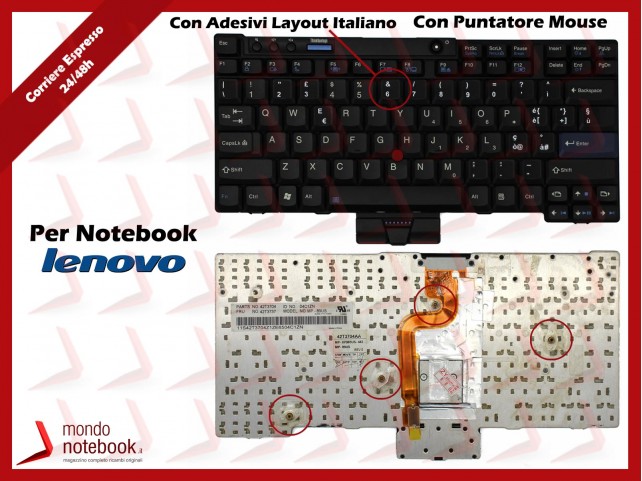 Tastiera Notebook Lenovo ThinkPad X200 X200S X200si X201si X201i Con ADESIVI LAYOUT ITALIANO Tastiera Notebook Lenovo ThinkPad X200 X200S X200si X201si X201i Con ADESIVI LAYOUT ITALIANO