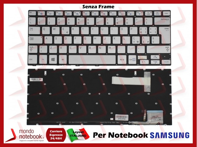 Tastiera Notebook SAMSUNG 740U3E NP740U3E Senza Frame (Italiana) Grigia Tastiera Notebook SAMSUNG 740U3E NP740U3E Senza Frame (Italiana) Grigia